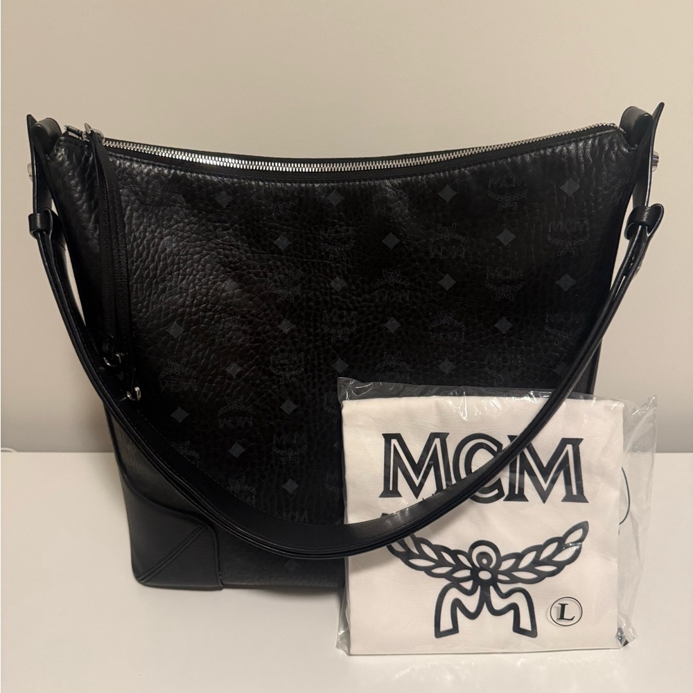 MCM Large Klara Visetos Coated Canvas Hobo Bag